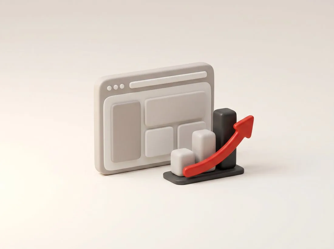 Illustration 3D : site web rapide bien positionné sur Google
