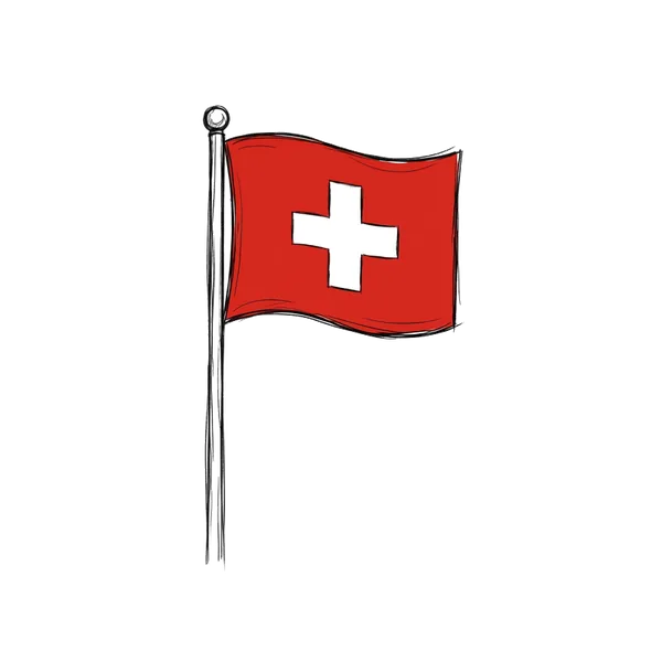 Drapeau suisse illustré au trait — hébergement des données en Suisse