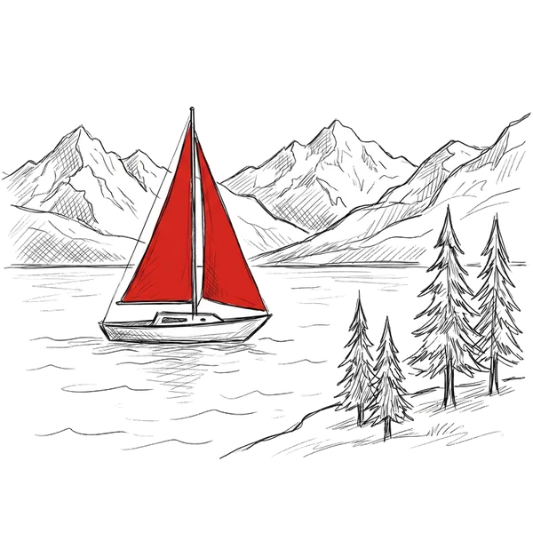Lac Léman illustré au trait — agence IA à Nyon