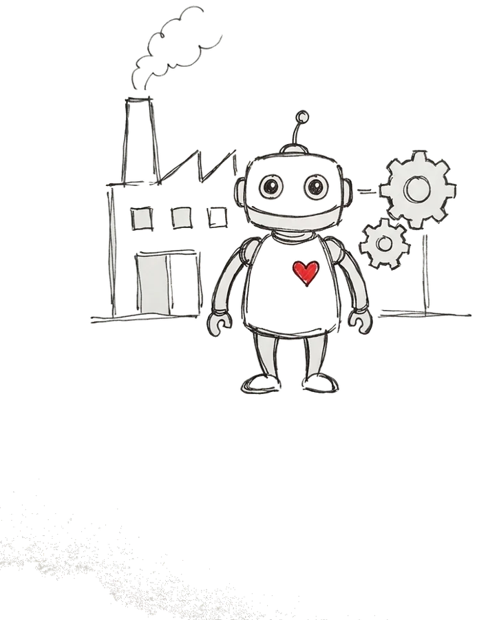 Illustration au trait d'un site industriel
