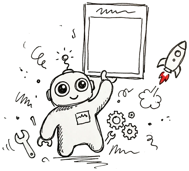 Illustration au trait d'un site web rapide et bien référencé